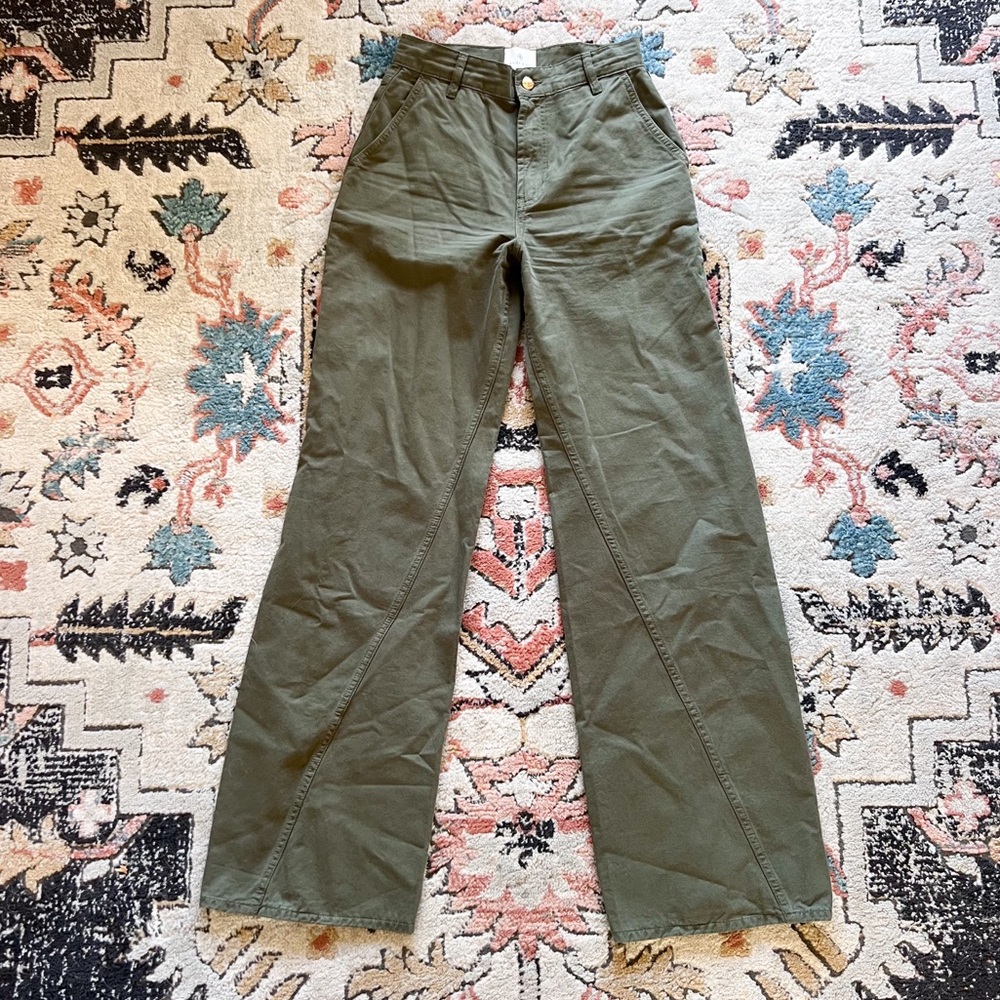 Anine Bing Olive Wide Leg Pants